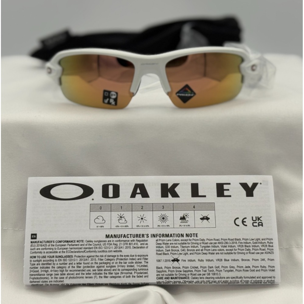 Oakley Flak XXS Sunglasses in White Matte W/Prizm Rose Gold Lenses - NEW 0OJ008